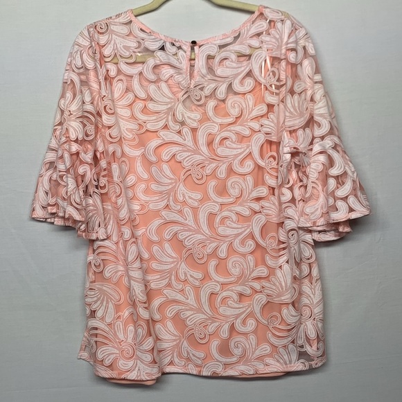 Relativity Pink Scroll Leaf Blouse - Picture 7 of 7